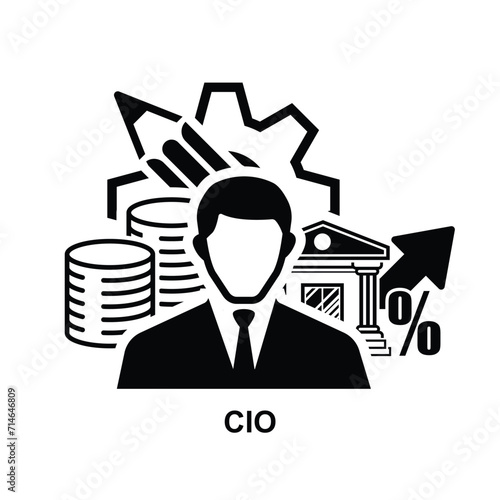 CIO icon. Chief investment officer isolated on background vector illustration.