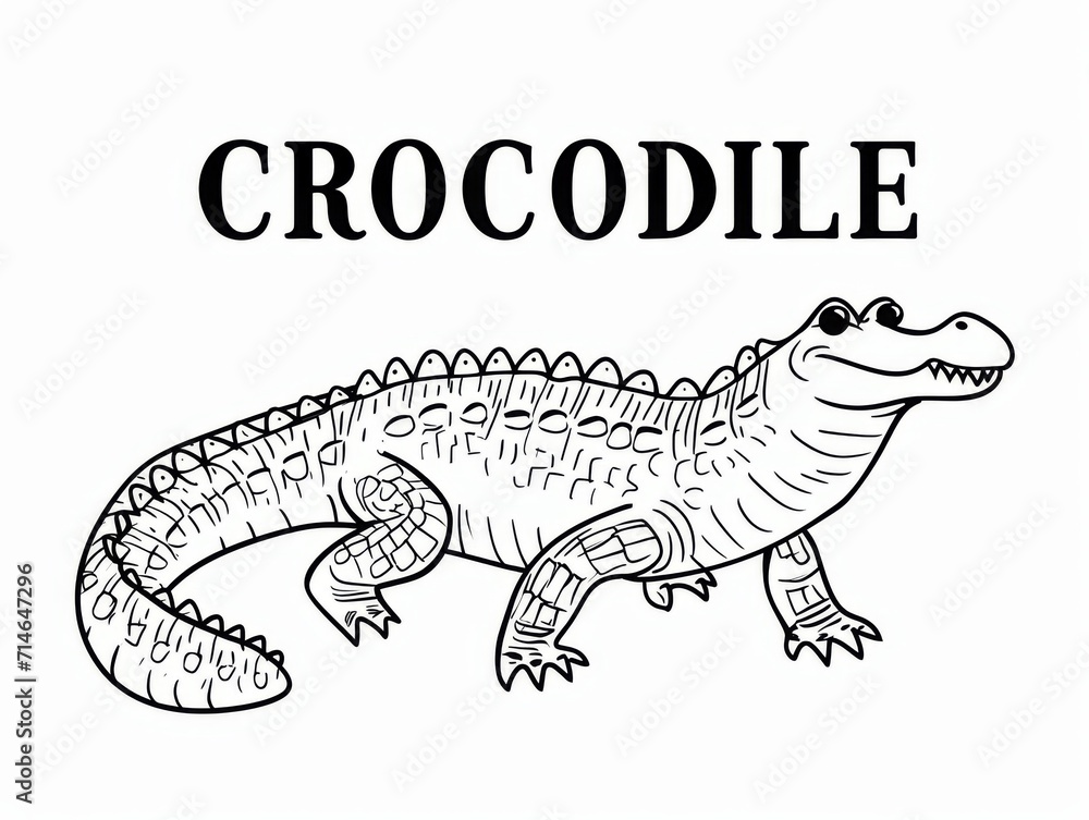Obraz premium a crocodile coloring page for kids,with the text 
