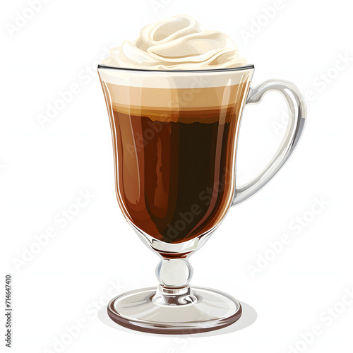 Irish coffee isolated on white background, isometry, png 