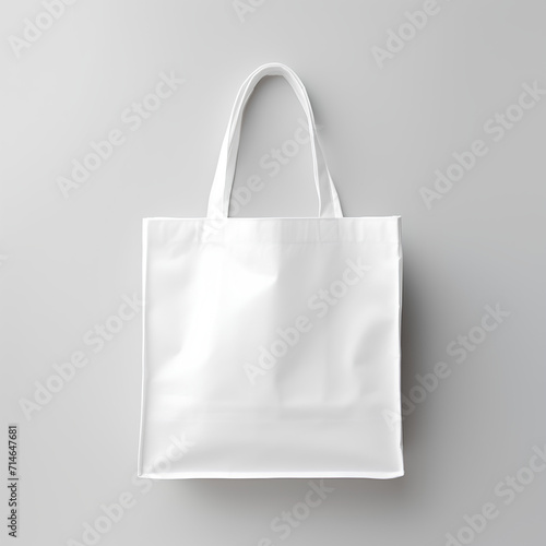 Empty white bag isolated on white background, mockup for design. Eco-friendly plastic free bag template.