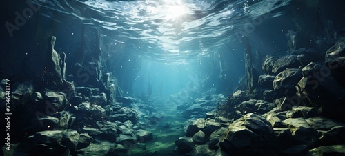 Beautiful view of sunlight shining on underwater ocean.