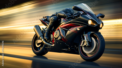 A photo-realistic image of a motorcycle in motion. © Muhammad