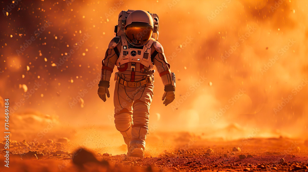 The future of humanity. An astronaut on an alien planet. Scientific expedition into deep space in order to search for new planets adapted for human life. Mission flight to new galaxy and stars The future of humanity. An astronaut on an alien planet. Scientific expedition into deep space in order to search for new planets adapted for human life. Mission flight to new galaxy and stars