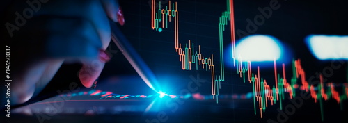 Stock market or forex trading graph and candlestick chart suitable for financial investment concept. Economy trends background for business idea . Abstract finance background. photo