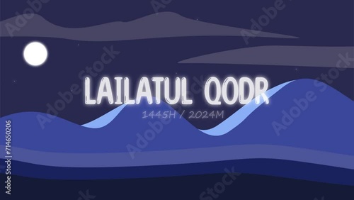 Wallpaper Mural Lailatul Qodr template design with sky, moon and desert views, vector design of Ramadan greeting banner design, muslim, with light gradient. Torontodigital.ca