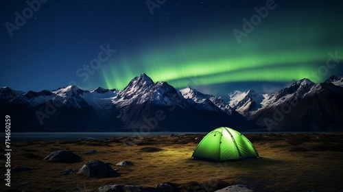 Majestic Aurora Over Snow-Capped Mountains
