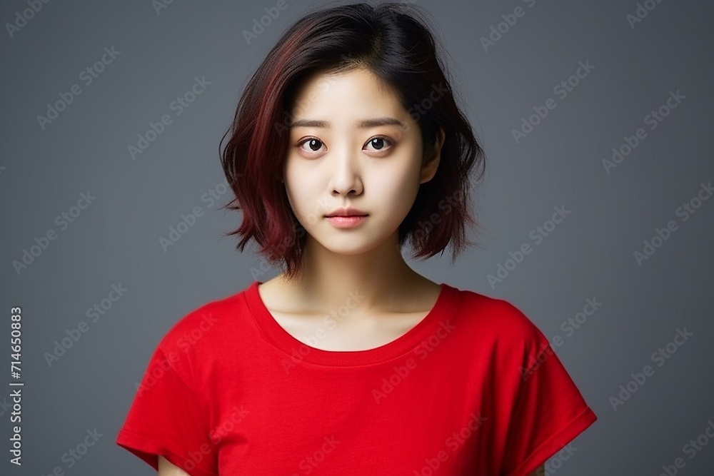 Portrait of a Young Woman in a Red T-Shirt Portrait of a Young Woman in a Red T-Shirt