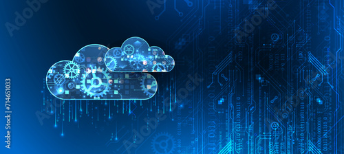 Cloud computing concept.Abstract connection technology background. Hand drawn vector.