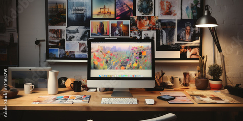 professional graphic designer desk. ai generated photo