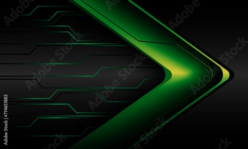 Abstract green arrow direction energy light cyber black metallic geometric design modern futuristic technology background vector