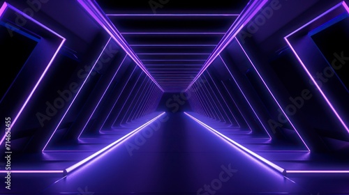 Fototapeta Naklejka Na Ścianę i Meble -  3d abstract background with neon lights. Empty stage. Neon tunnel
