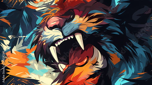 Animal lion psychedelic gli...