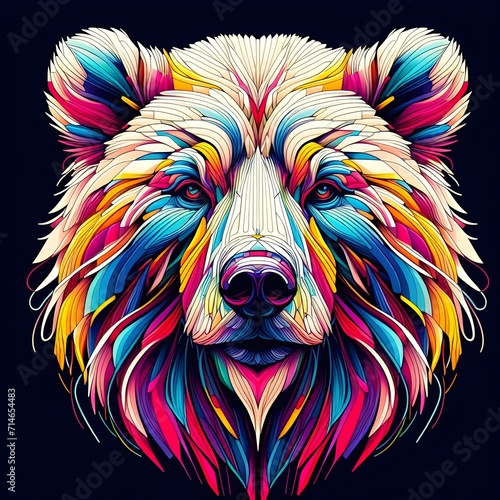 Bear Head with colorful abstract WPAP art style. Vector illustration in the form of geometric lines with a mix of bright colors