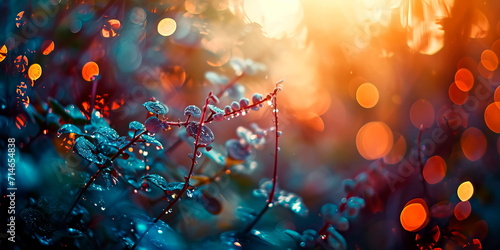 abstract background inspired by the seasons, incorporating bokeh lights to represent changing atmospheres