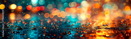 Fotografiet rain shower with bokeh effect using abstract elements to convey rain background