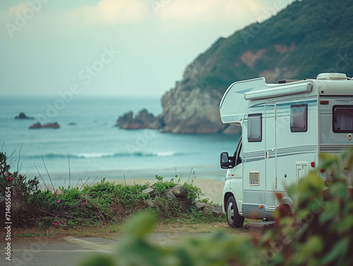 camping van on the beach photo