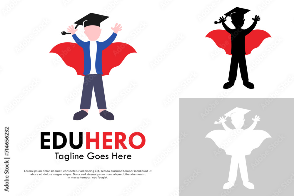 Edu super hero design logo template illustration