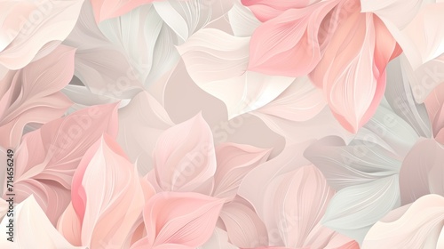  a close up of a pink and white wallpaper with a lot of pink and white flowers on the side of the wall and leaves on the side of the wall.