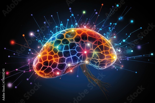 Anesthesia medical illustration  Anesthesiology and perioperative care shimmering brain dots lightning  nerve cells fire with blue background  Anaesthesia  Neuronal energy  clinical healthcare