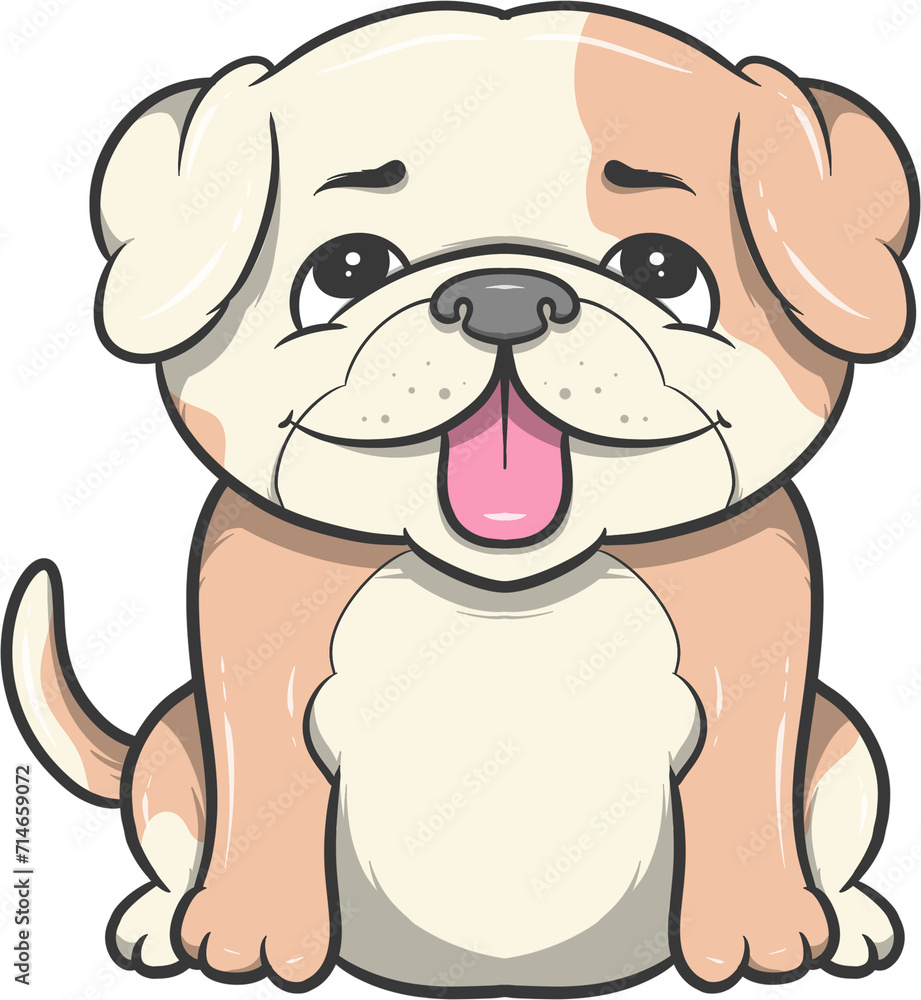Obraz premium Cute cartoon pug dog with a happy expression