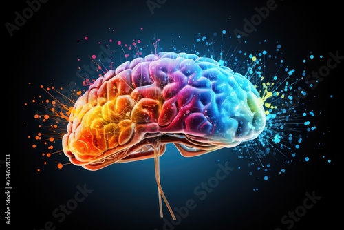 Colored head in the dark, medical illustration, brain photography of the human head, eeg, Biomedical Imaging, MRI guided focused echograph, electroencephalogram type activity, brain food, cerebellum