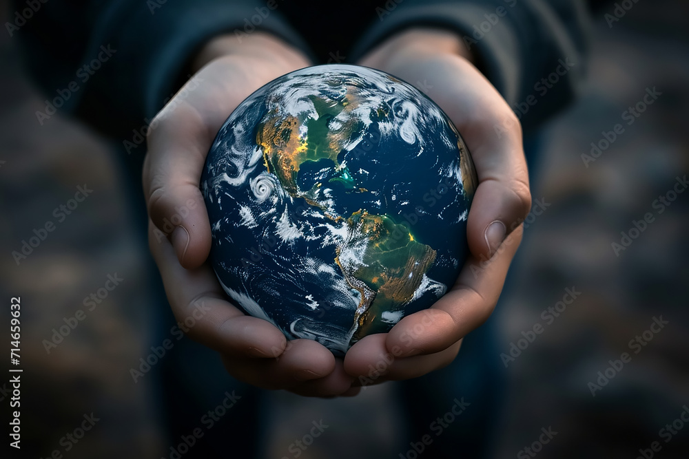 The globe Earth in the human's hands The globe Earth in the human's hands
