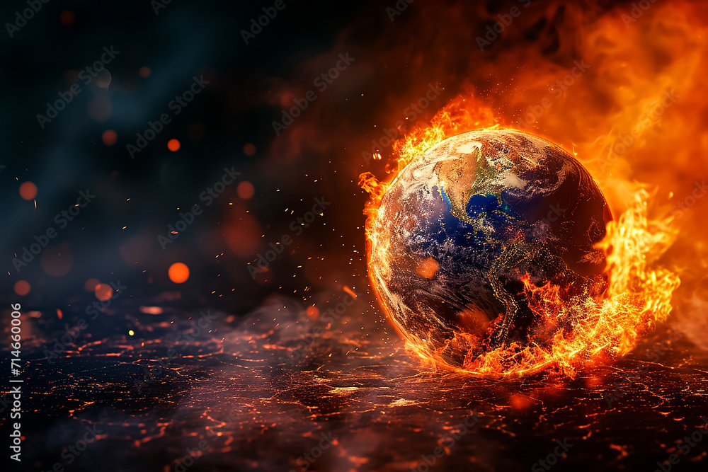 The globe is on fire, global warming, the average temperature on earth is rising The globe is on fire, global warming, the average temperature on earth is rising