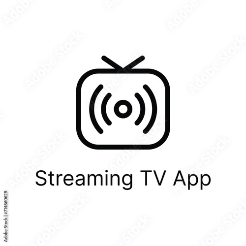 simple outline flat streaming tv app icon
