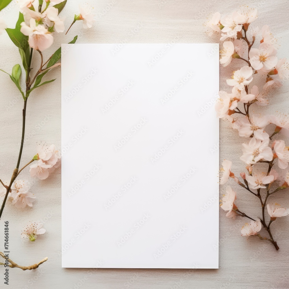 Blank white 5x7 invitation card mockup, Etsy, trendy, spring generative ai Blank white 5x7 invitation card mockup, Etsy, trendy, spring generative ai
