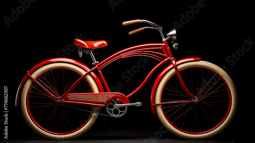 An image of a red vintage bicycle from the 1940s.