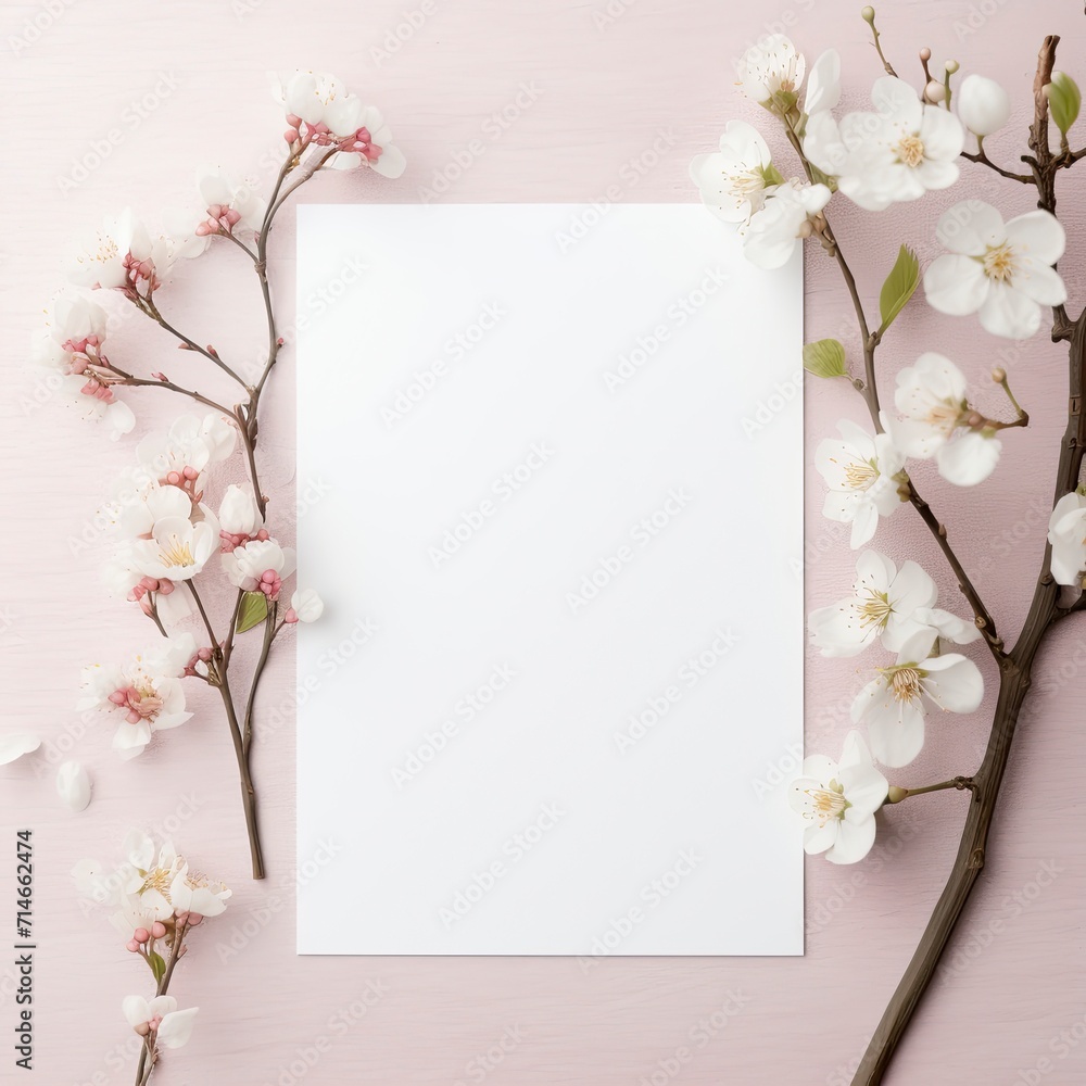 Blank white 5x7 invitation card mockup, Etsy, trendy, spring generative ai Blank white 5x7 invitation card mockup, Etsy, trendy, spring generative ai