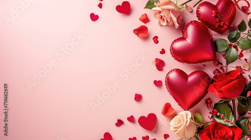 valentine 's day background with pink hearts and copy space created with generative ai © therealnodeshaper