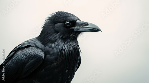 close up of a crow   Close up portrait of black raven