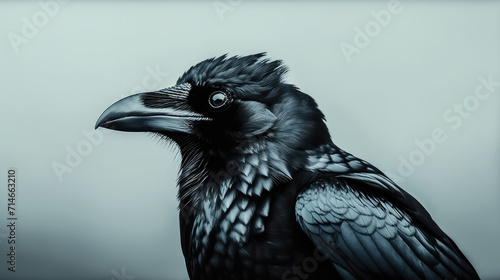 close up of a crow,  Close up portrait of black raven