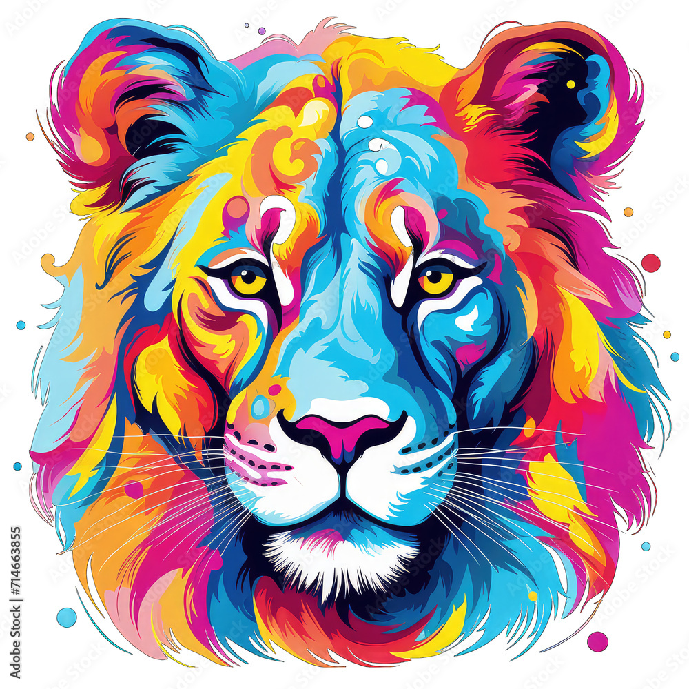 Colorful lion face clipart png