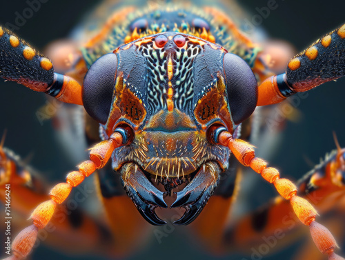 close up of honey bee. showing of eyes and head detail © sutagon