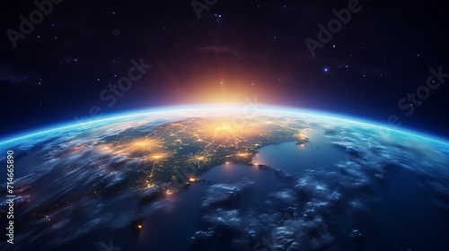 planet earth with atmosphere in space