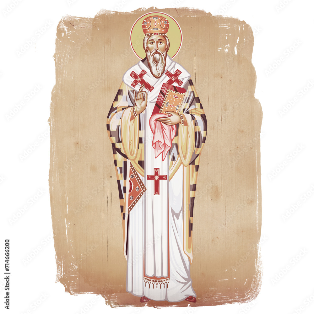 Saint Basil of Ostrog. Christian illustration in Byzantine style isolated