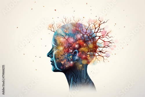 Human Brain AI Colorful Neuron Illustration, Brain learning new knowledge and understanding input through knowledge transfer and expand skillset with education by Education from experienced Teachers photo