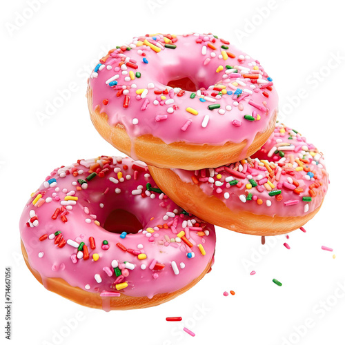 Pink Donut Isolated on a Transparent Background 