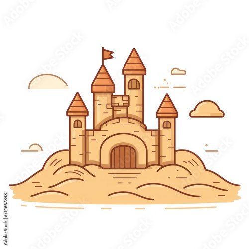 Sandcastle on White Background AI Generated