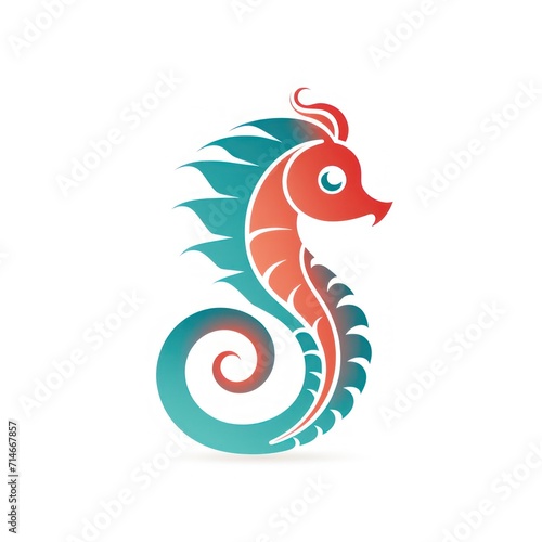 Colorful Seahorse on White Background AI Generated © Alex