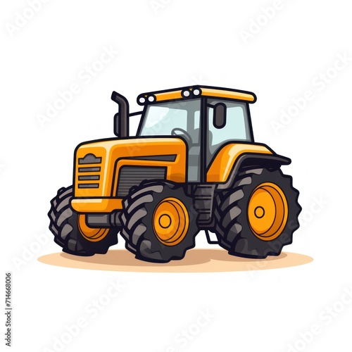 Isolated Tractor on White Background AI Generated
