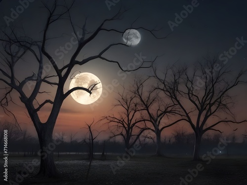 Full moon over the forest. AI generated art © haramanispereralage