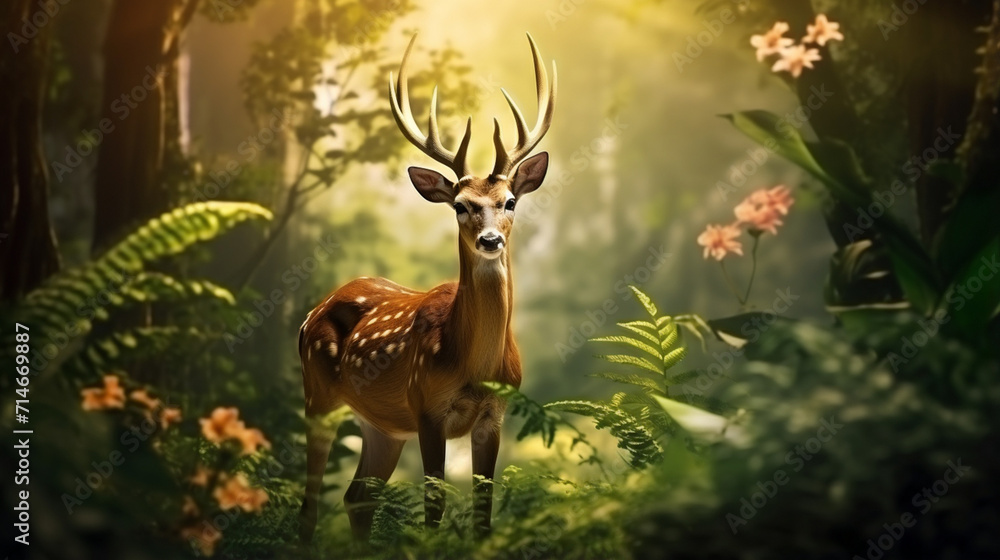 Fototapeta premium deer in the forest created with Generative Ai
