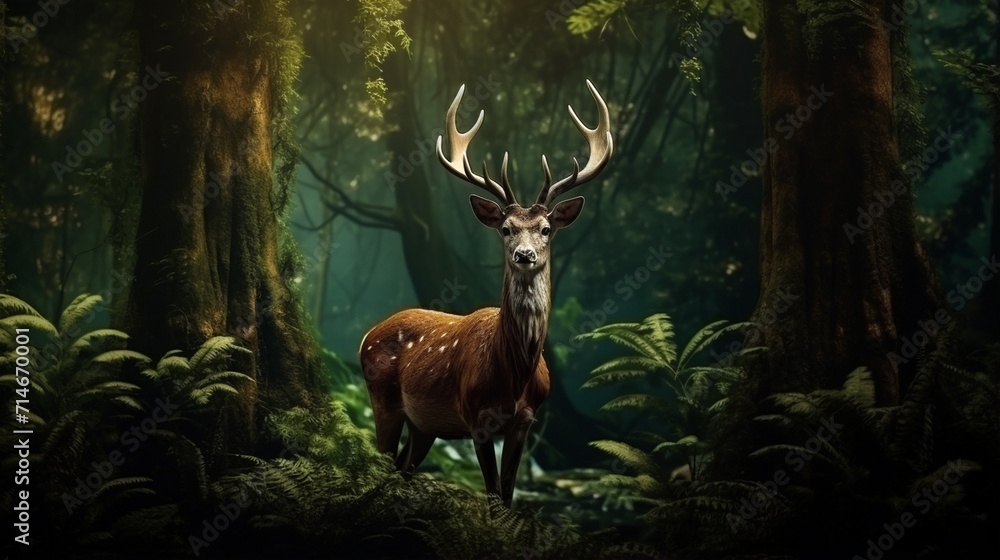 Fototapeta premium deer in the forest created with Generative Ai