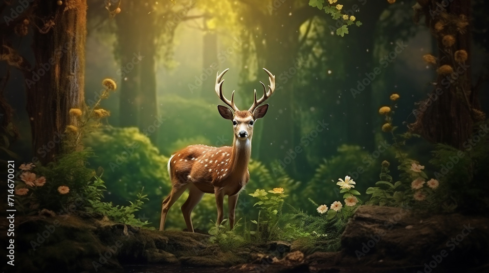 Fototapeta premium deer in the forest created with Generative Ai