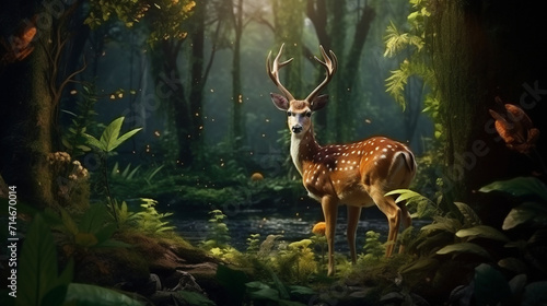 deer in the forest created with Generative Ai