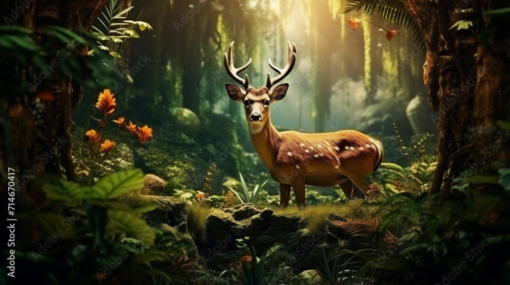 Fototapeta premium deer in the forest created with Generative Ai