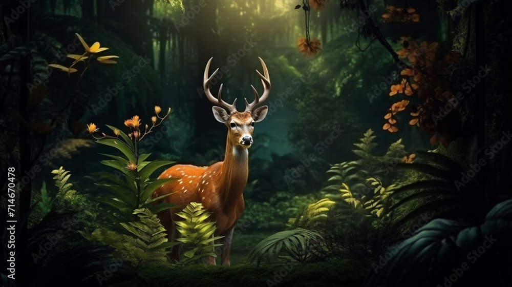 Fototapeta premium deer in the forest created with Generative Ai